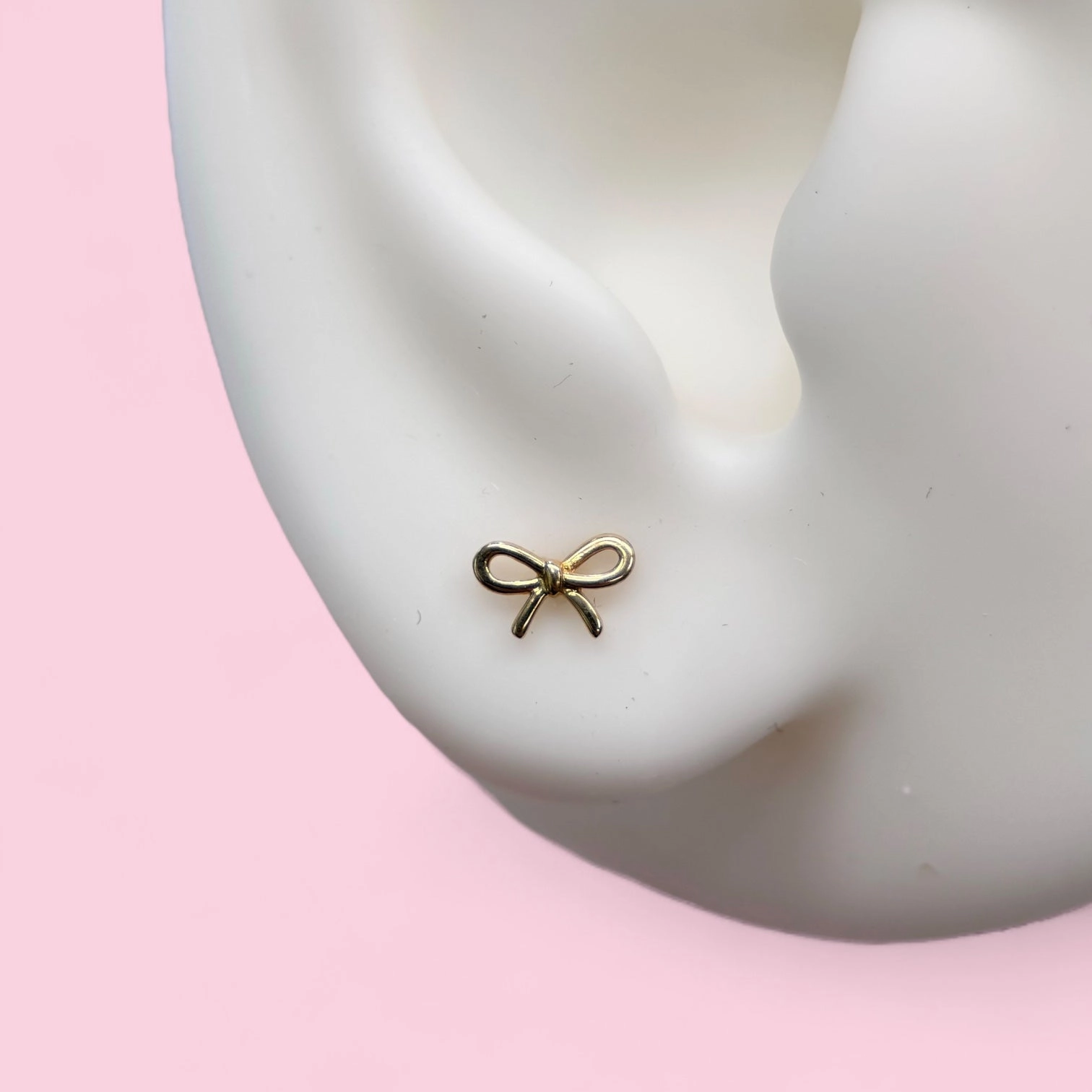 14K Yellow Gold Tiny Bow Screwback Earrings