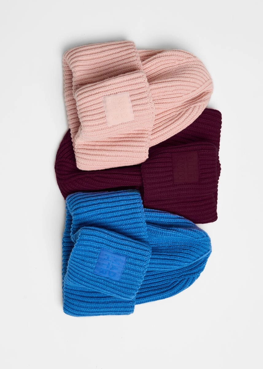 Adult Mad Hatter Ribbed Knit Beanie - Cranberry
