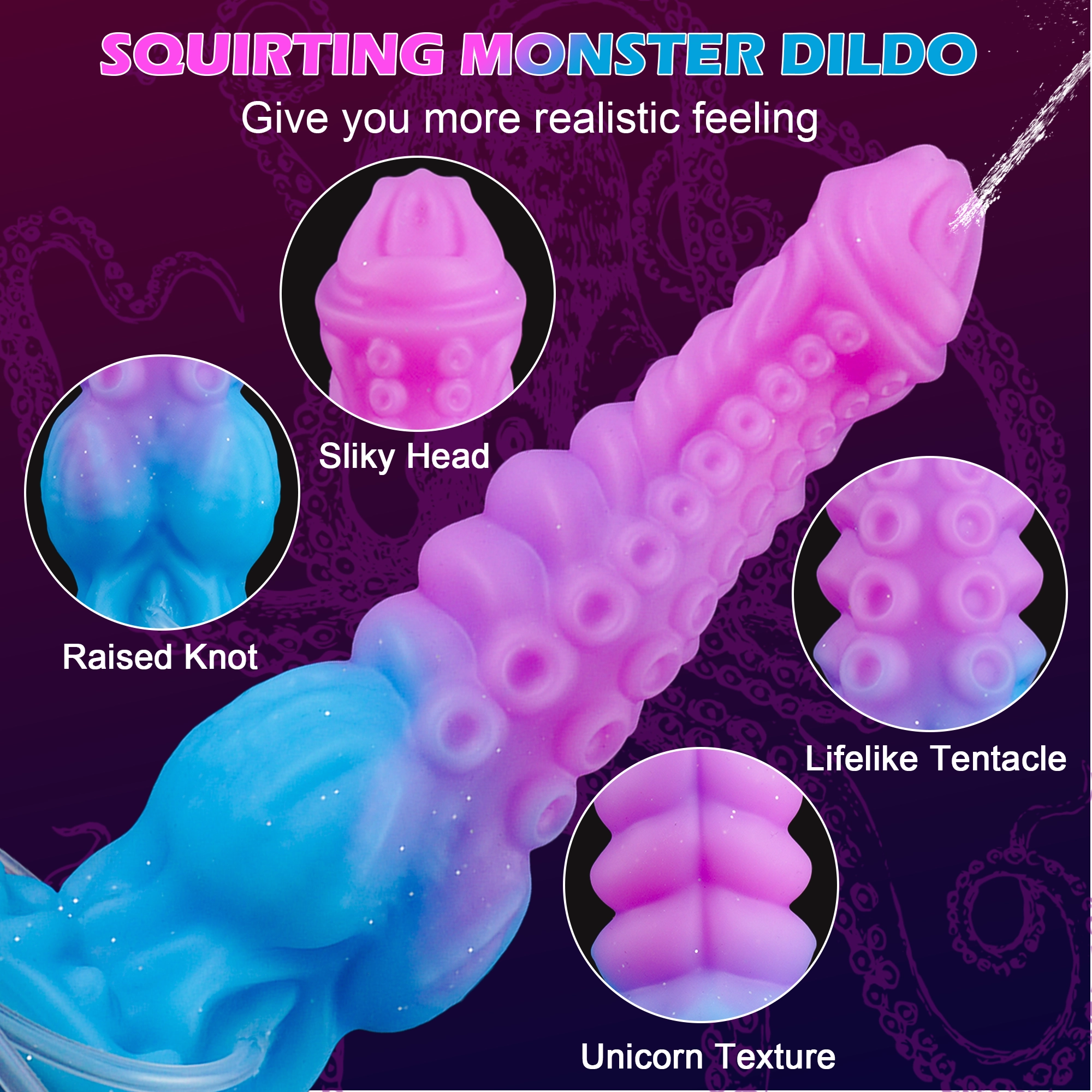 Akkoro 9.71 Squirting Tentacle Dildo With a Knot & Octopus Texture-Laphwing
