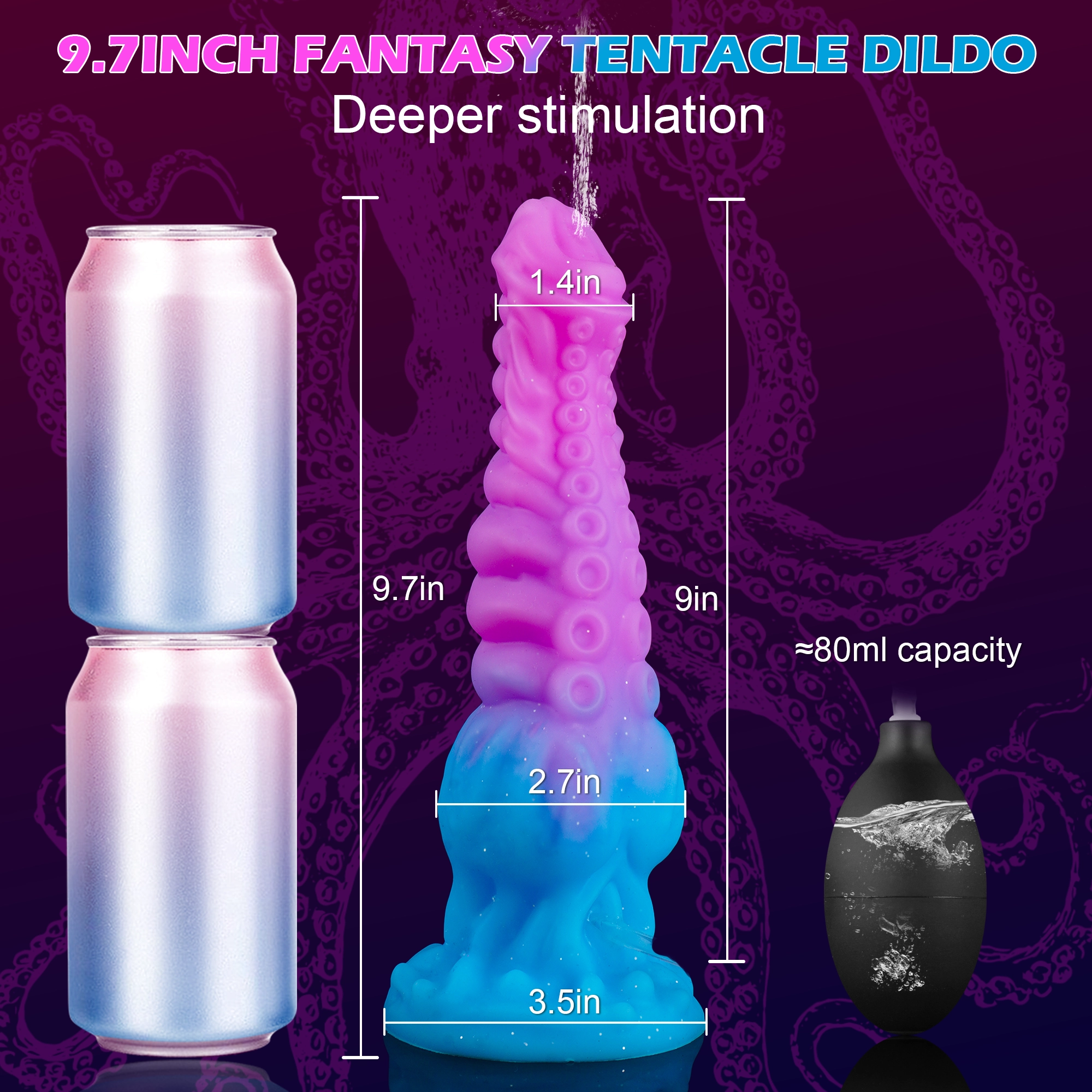 Akkoro 9.71 Squirting Tentacle Dildo With a Knot & Octopus Texture-Laphwing