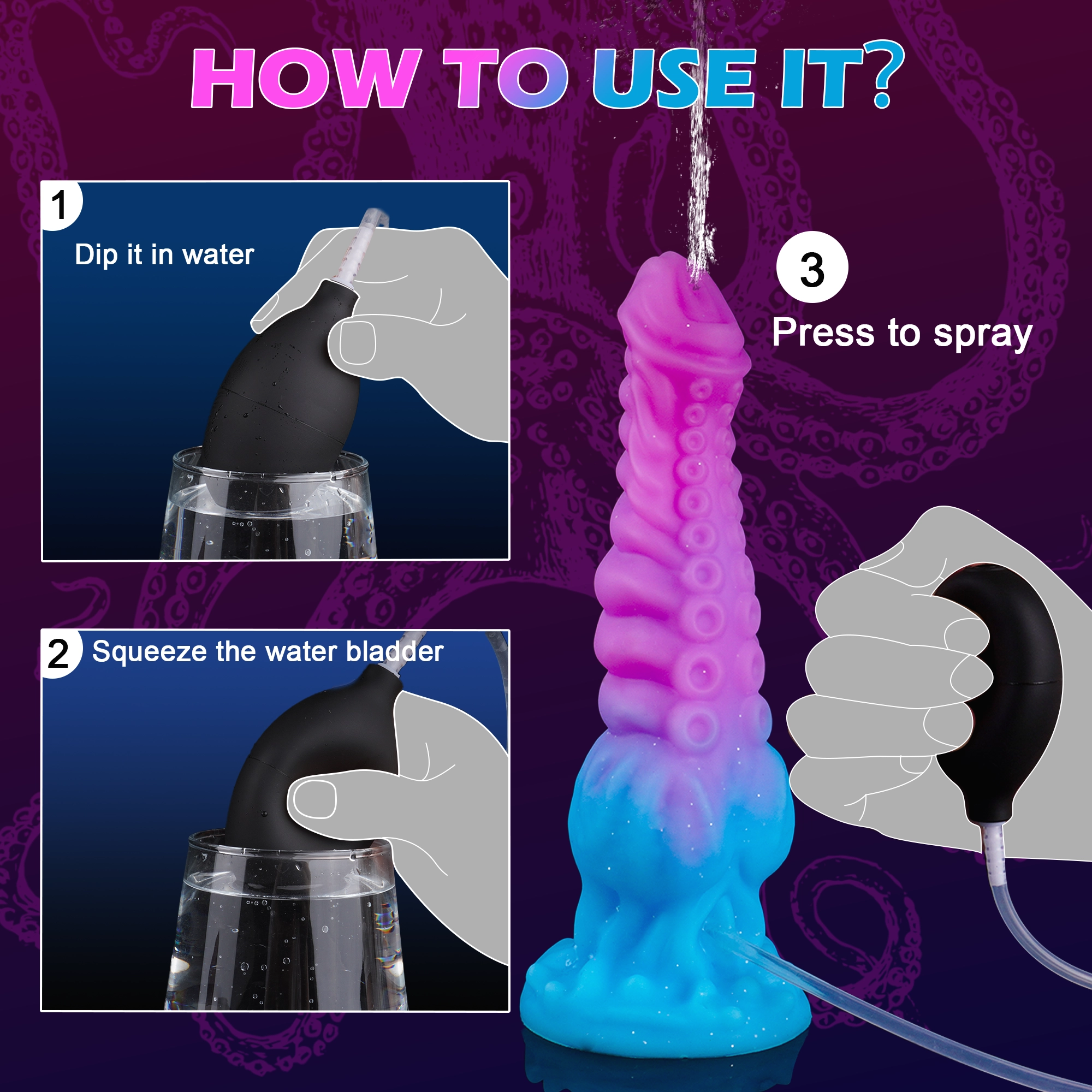 Akkoro 9.71 Squirting Tentacle Dildo With a Knot & Octopus Texture-Laphwing