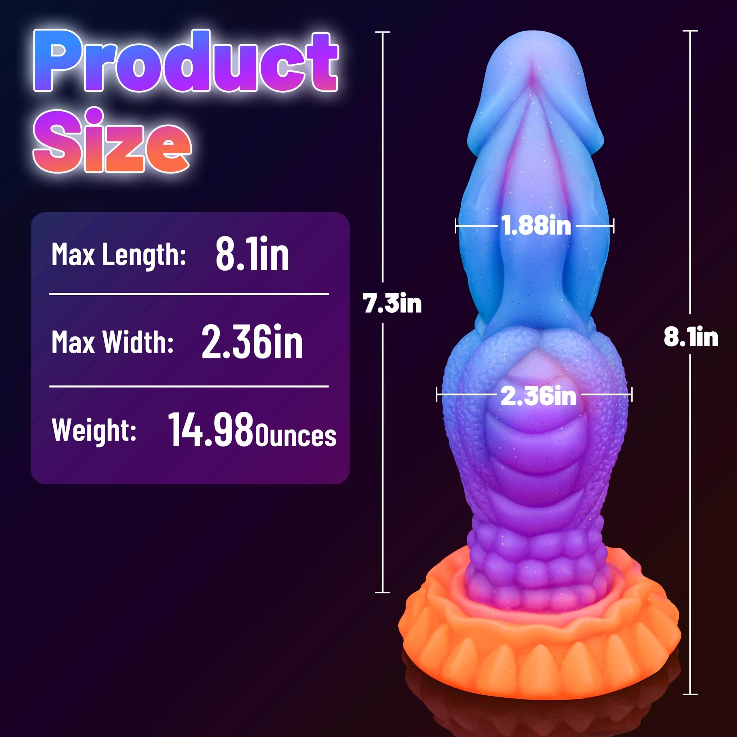 Amanda 8.2 Monster Dildo Luminous Dragon Dildo With Super Strong Suction Cup - Laphwing