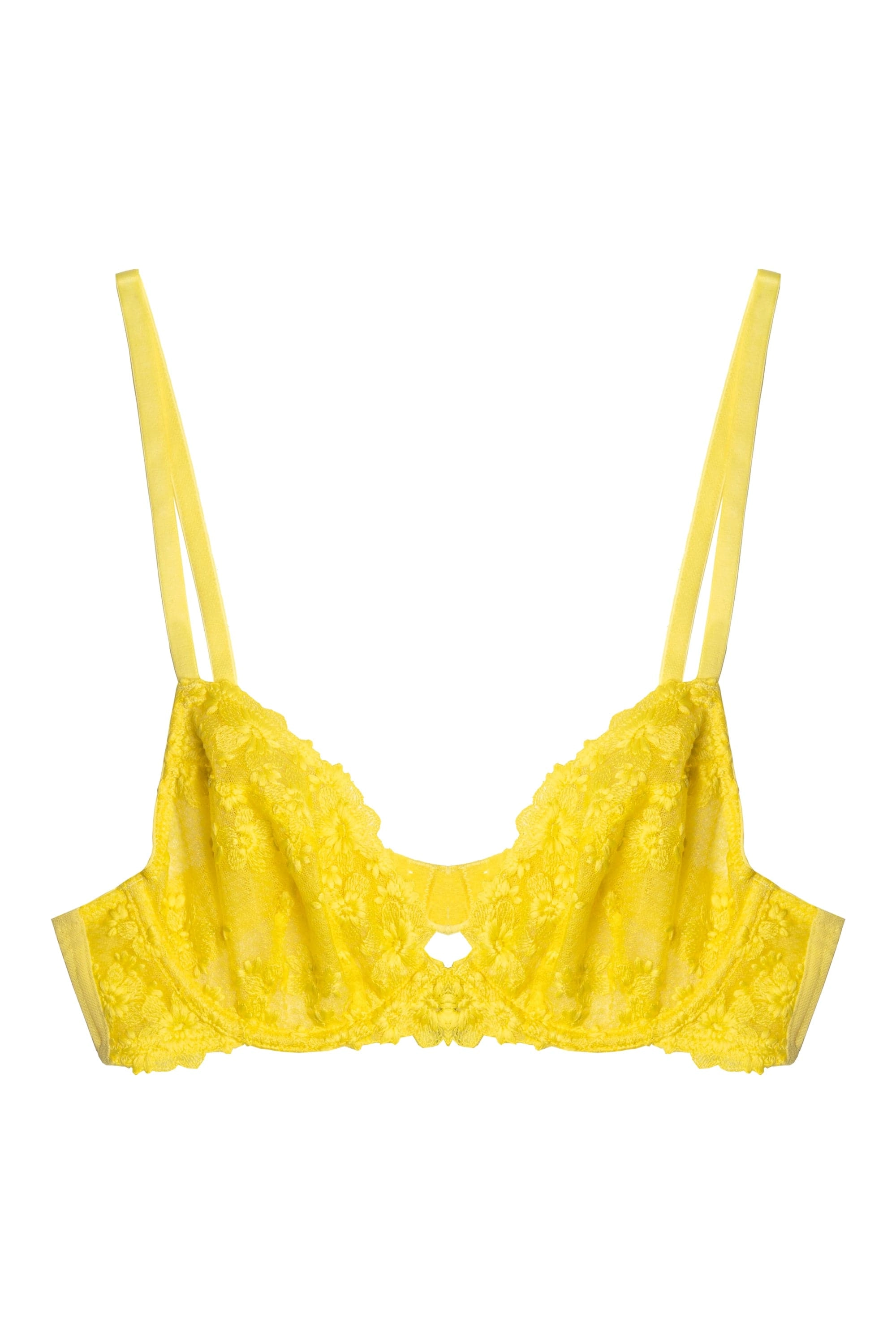 Audre Yellow Embroidery Plunge Bra