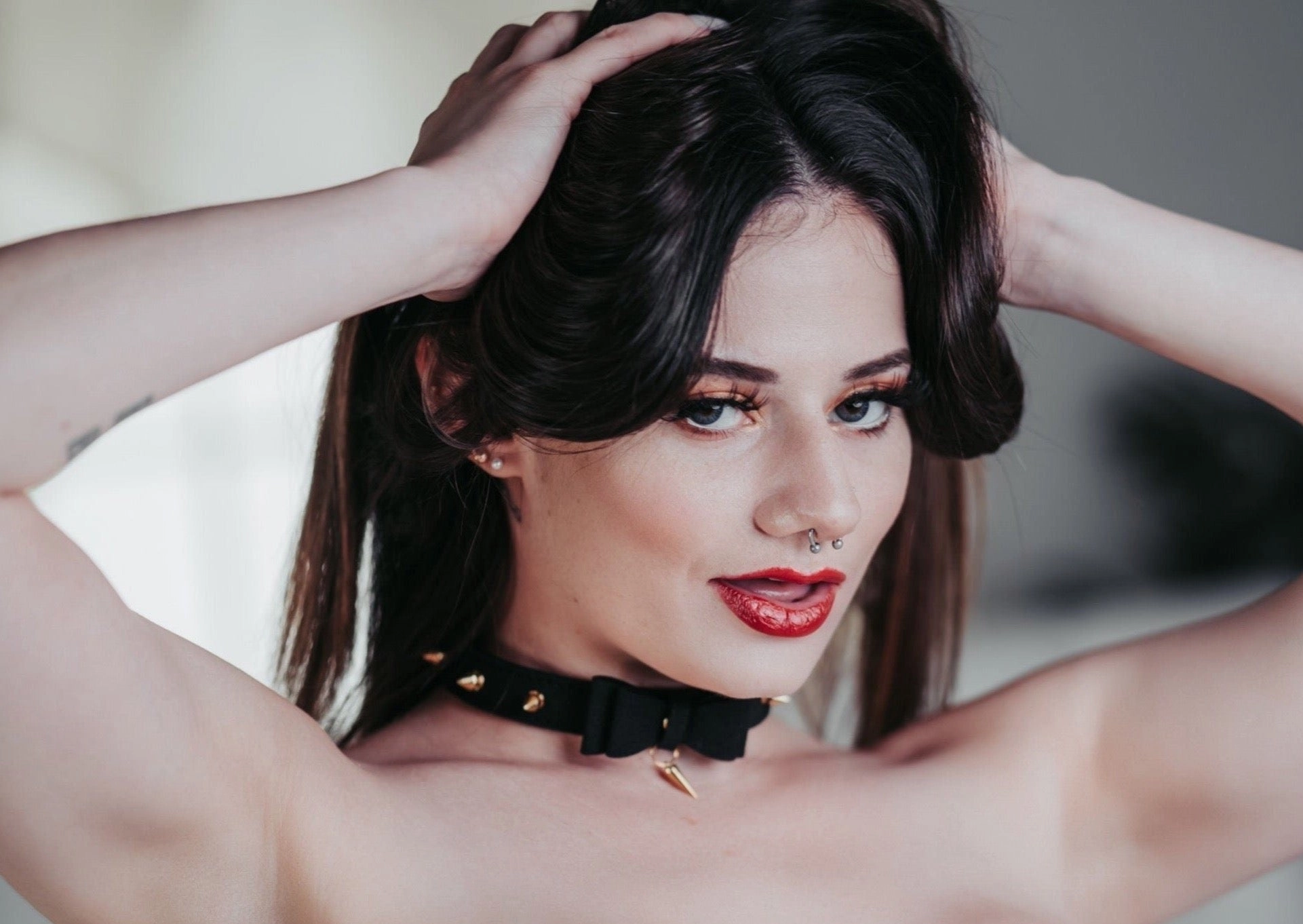 Black & Gold Spike Choker Day Collar