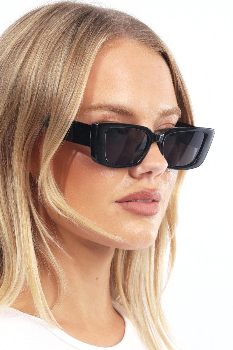 Black Animal Print Square Sunglasses