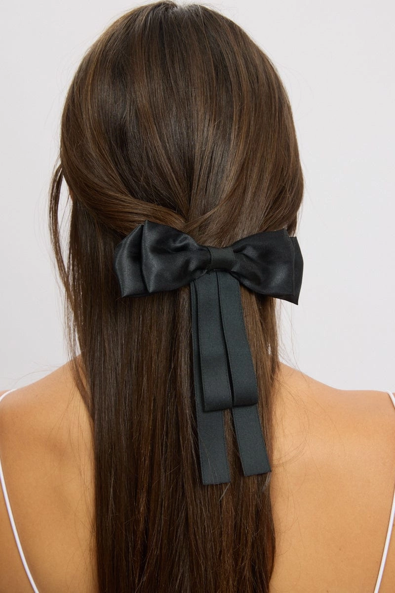 Black Bow Hair Clip