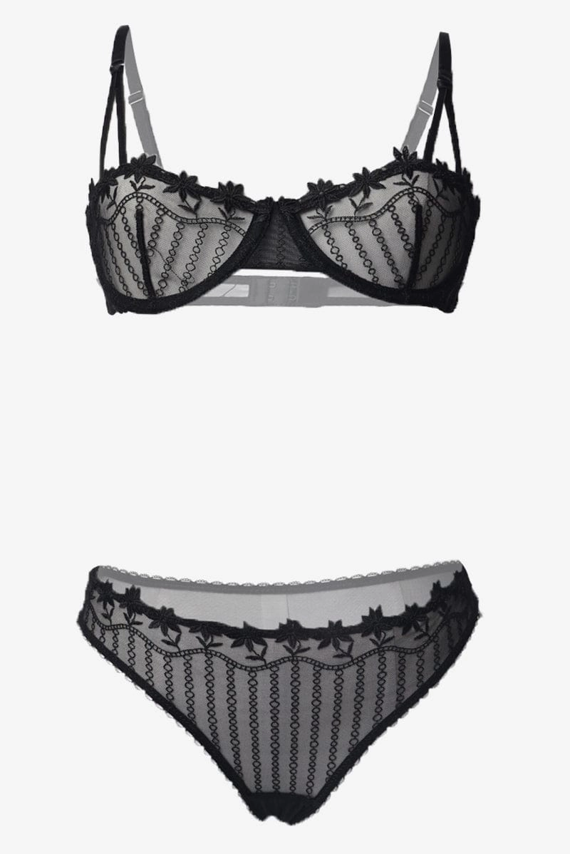 Black Embroidery Lingerie Set