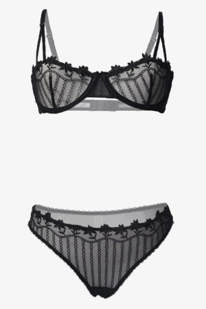 Black Embroidery Lingerie Set