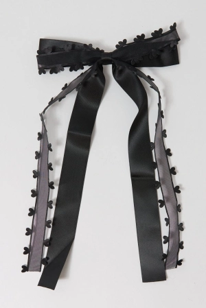 Black Heart Detail Hair Bow