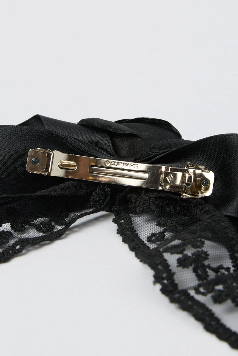 Black Lace Rosette Bow Hair Clip