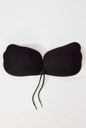 Black Lace Up Self Adhesive Bra