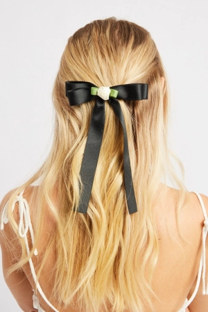 Black Rosette Bow Hair Clip