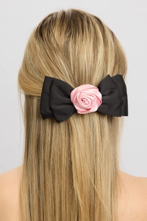 Black Rosette Bow Hair Clip