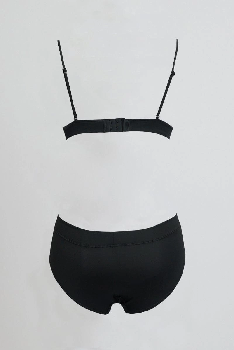 Black Triangle Bra and Briefs Lingerie Set