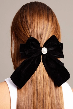 Black Velvet Bow Hair Clip