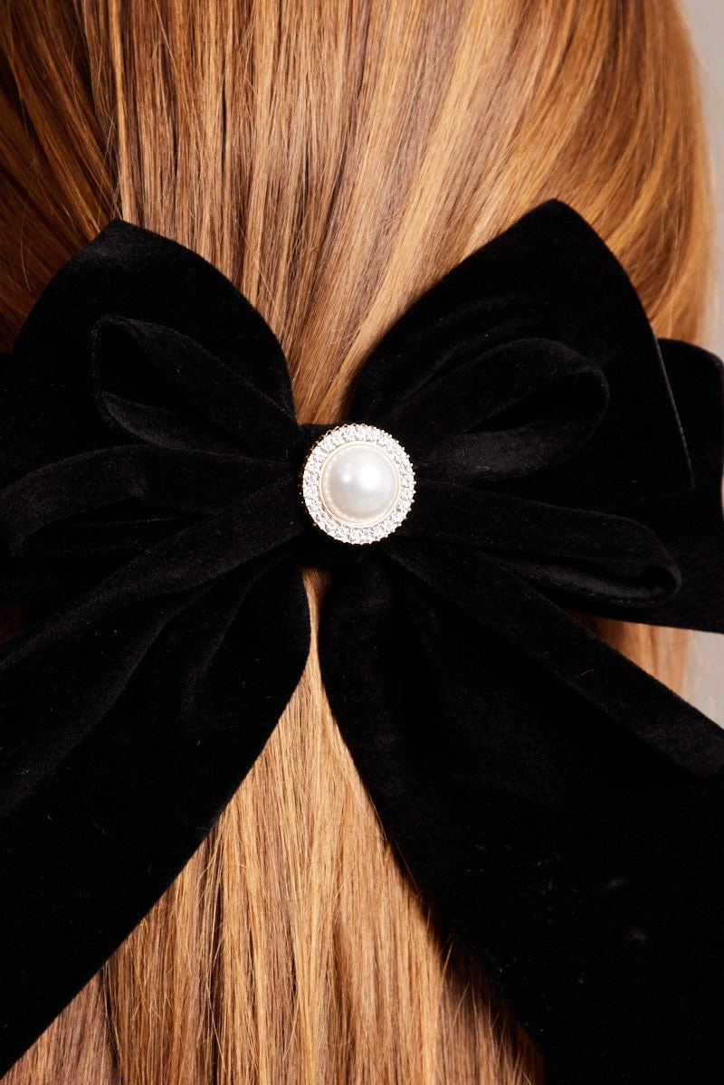 Black Velvet Bow Hair Clip