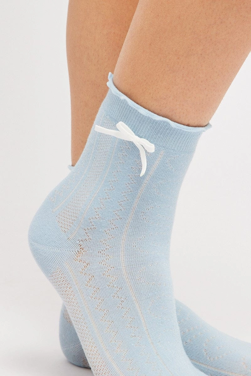 Blue Bow Detail Socks