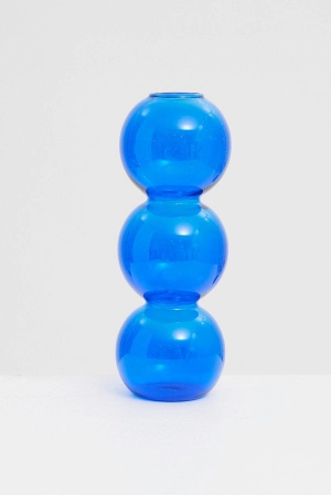 Blue Bubble Glass Candle Holder and Vase