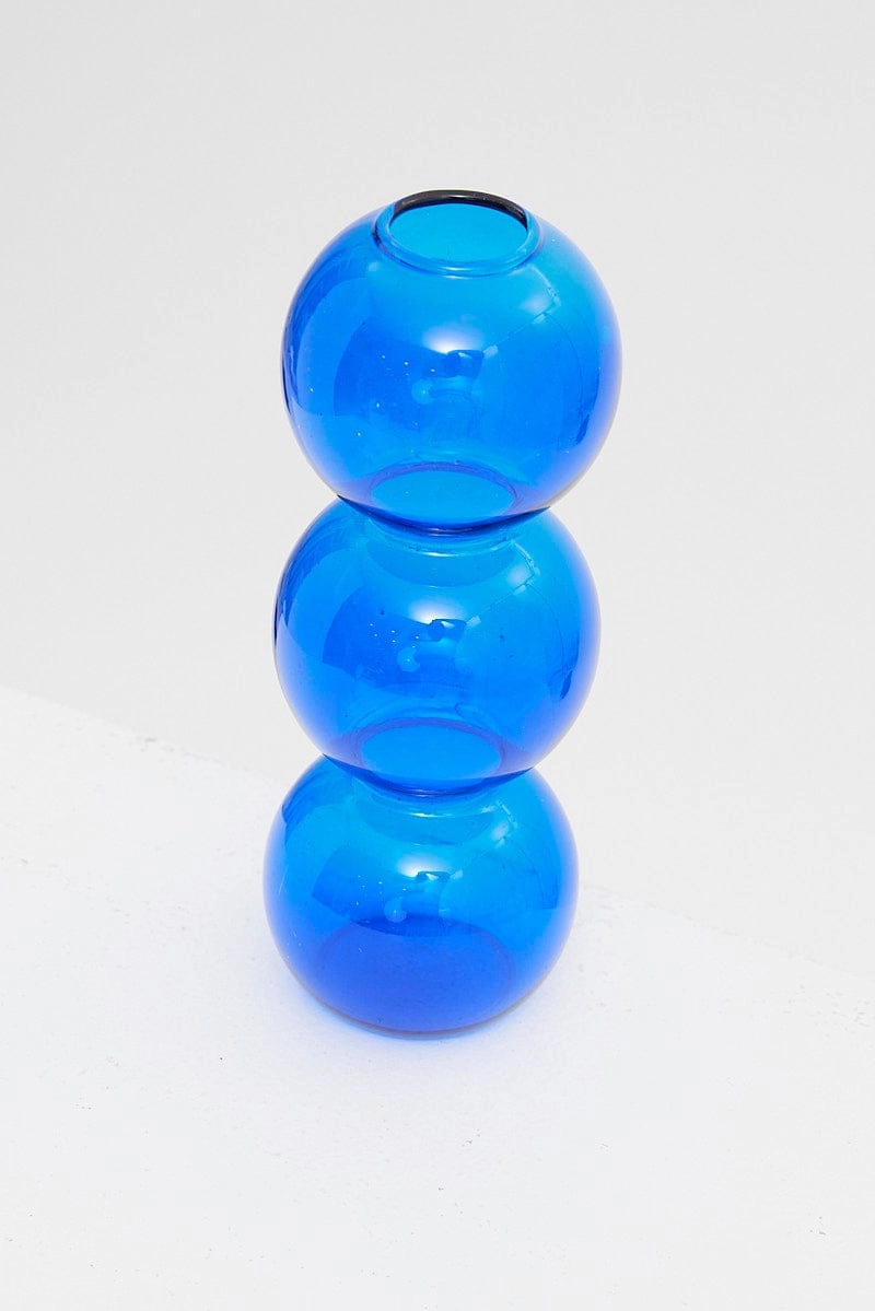 Blue Bubble Glass Candle Holder and Vase