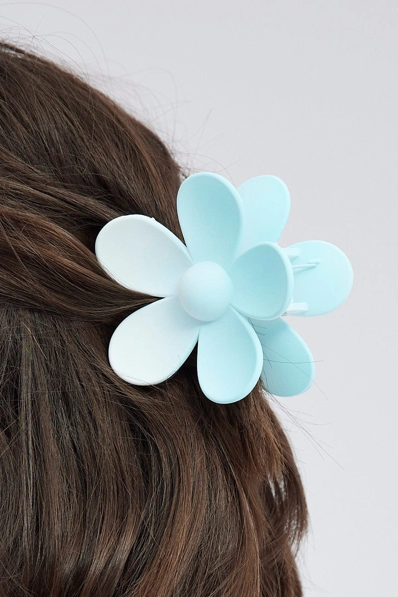 Blue Flower Claw Clip