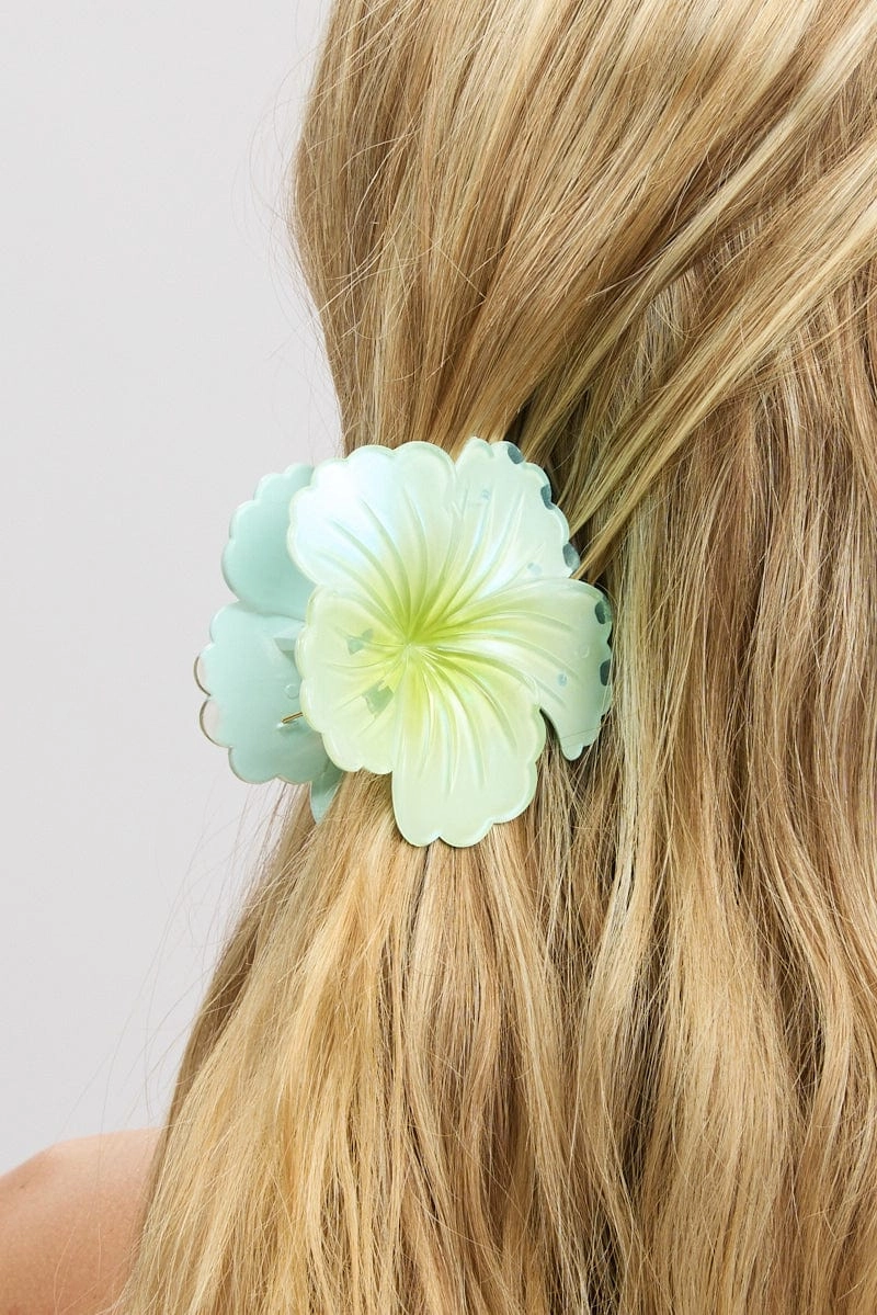 Blue Flower Claw Clip