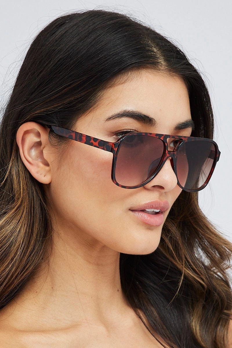 Brown Animal Print Fashion Sunglasses