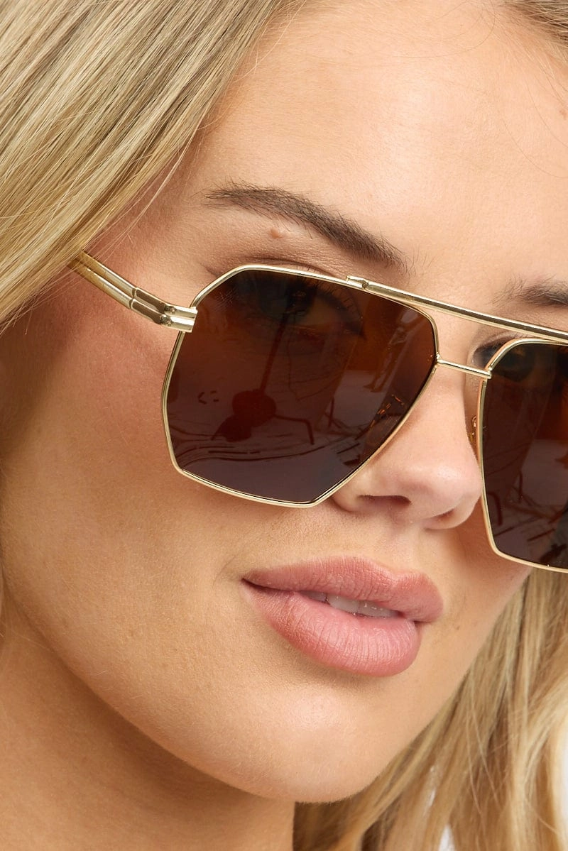 Brown Aviator Sunglasses