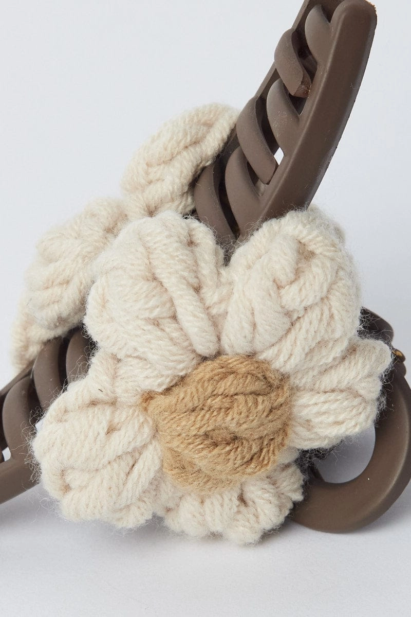 Brown Flower Claw Clip