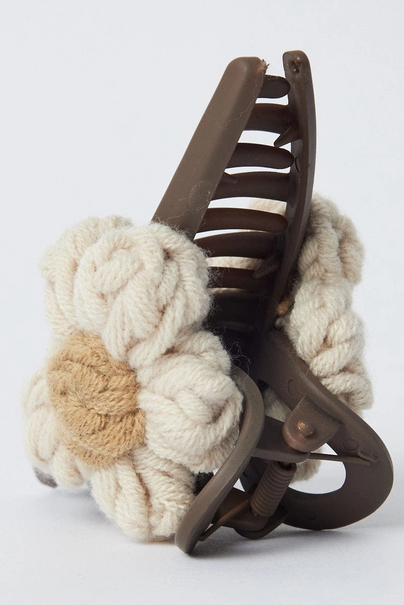 Brown Flower Claw Clip