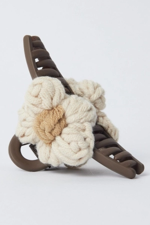 Brown Flower Claw Clip