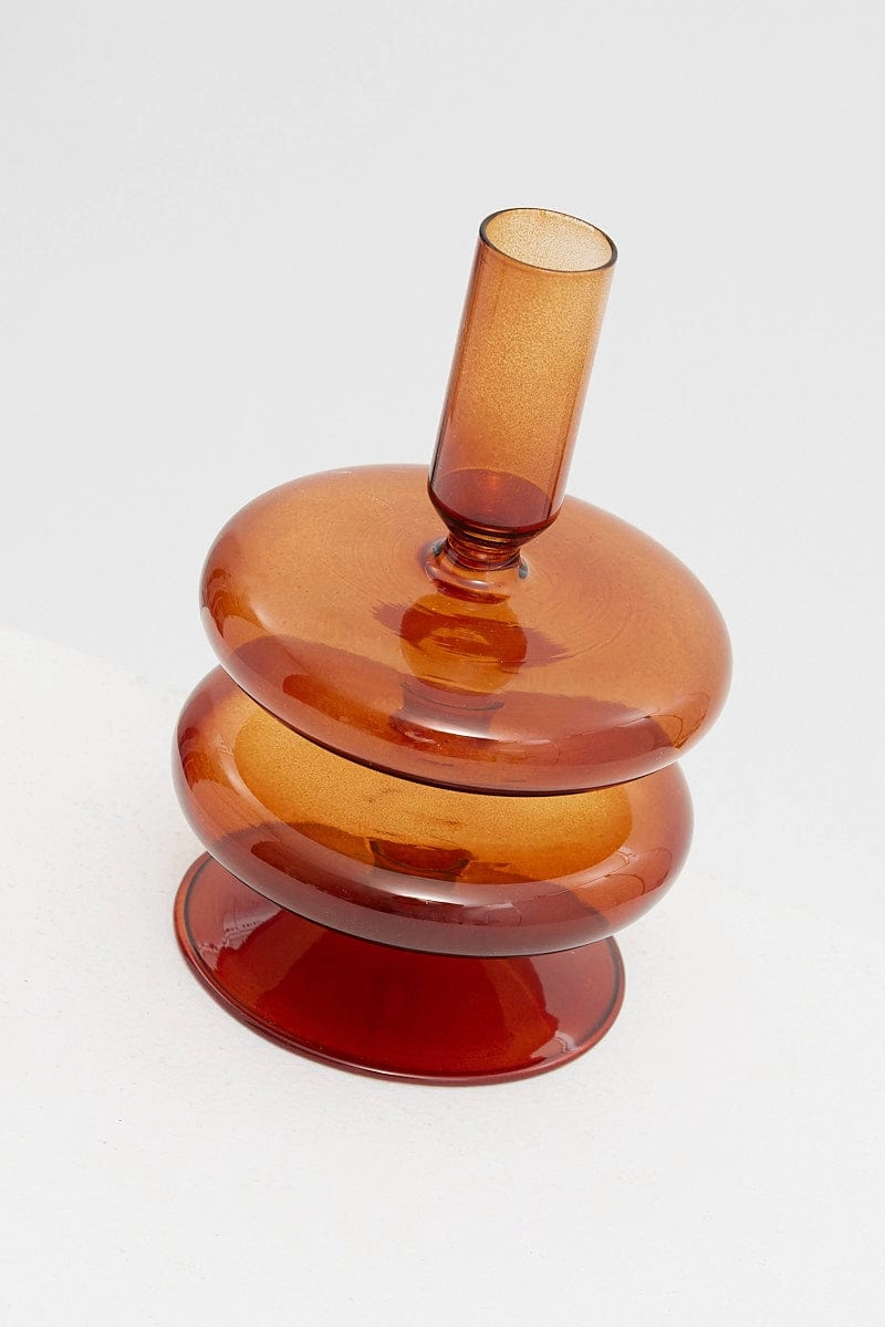 Brown Glass Candle Holder and Vase