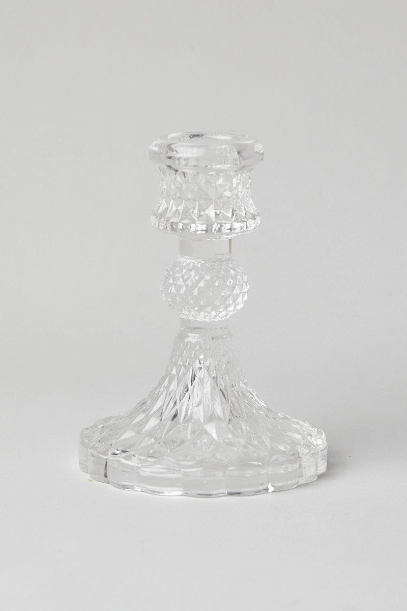 Clear Ornate Candle Stick Holder