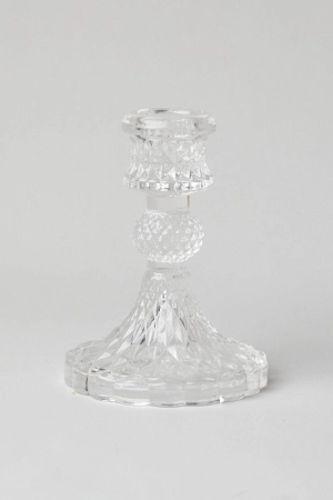 Clear Ornate Candle Stick Holder