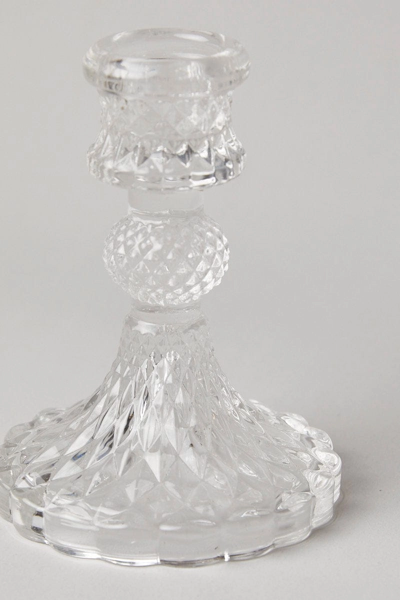 Clear Ornate Candle Stick Holder