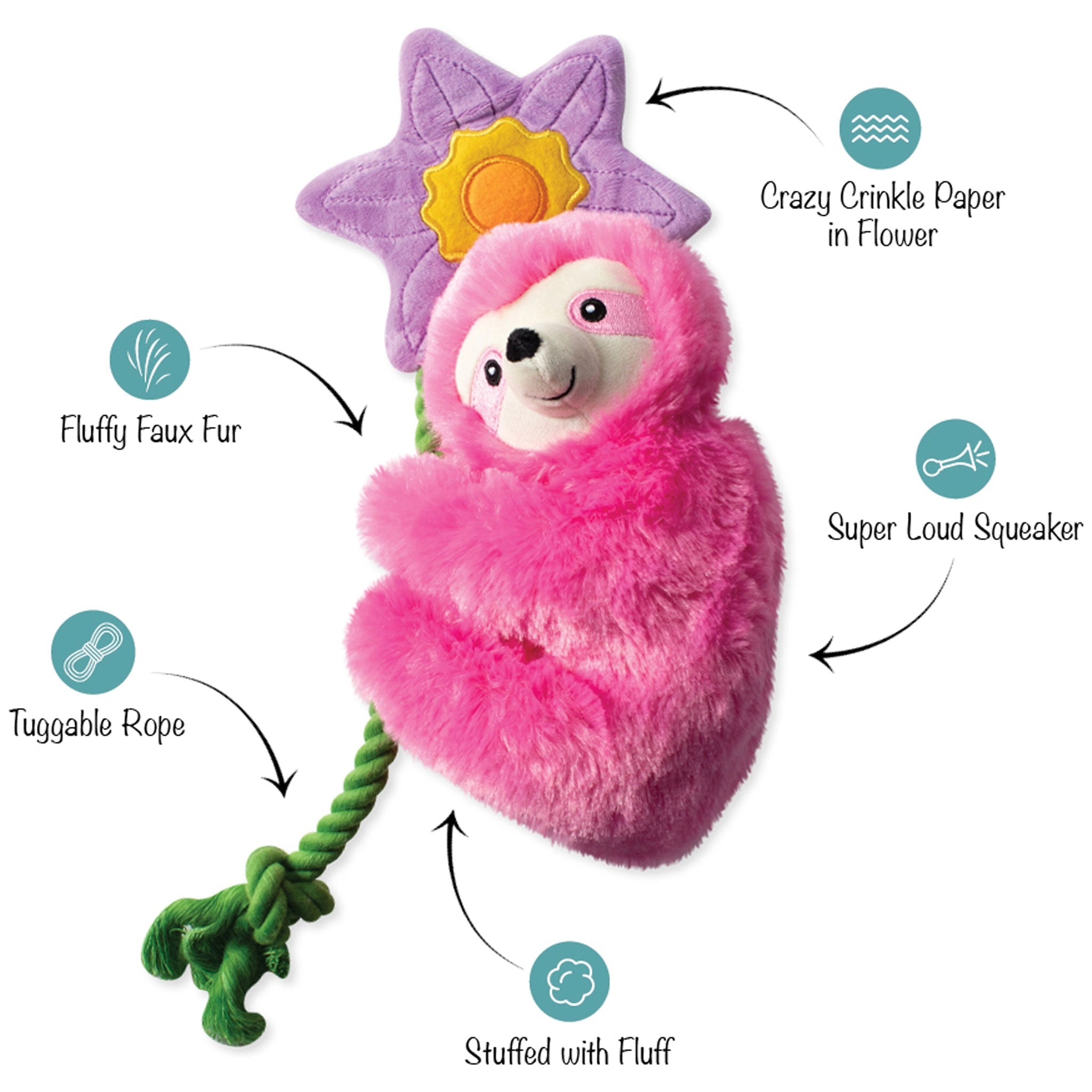 Fringe Bloom Bloom Sloth Dog Toy
