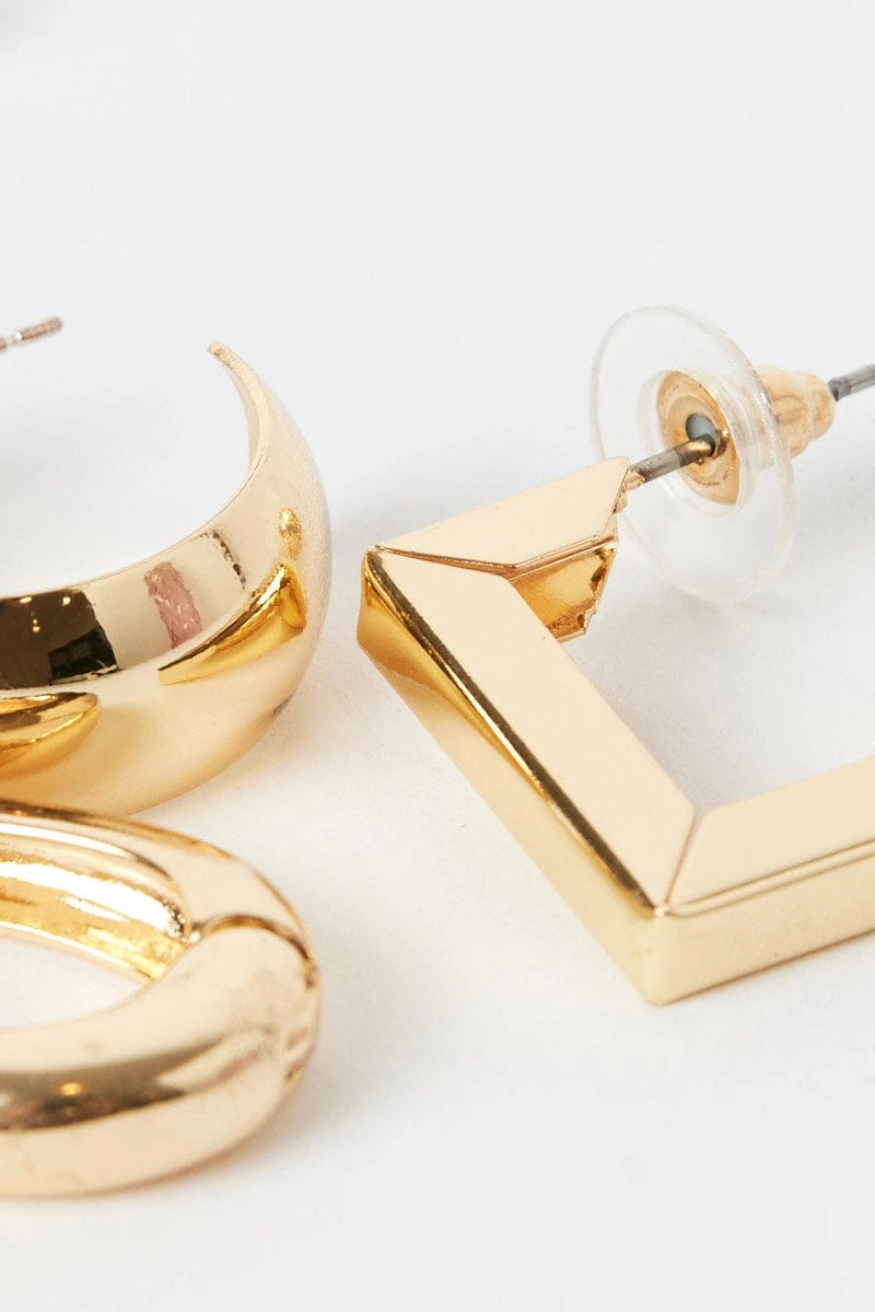 Gold 3 Pack Earrings