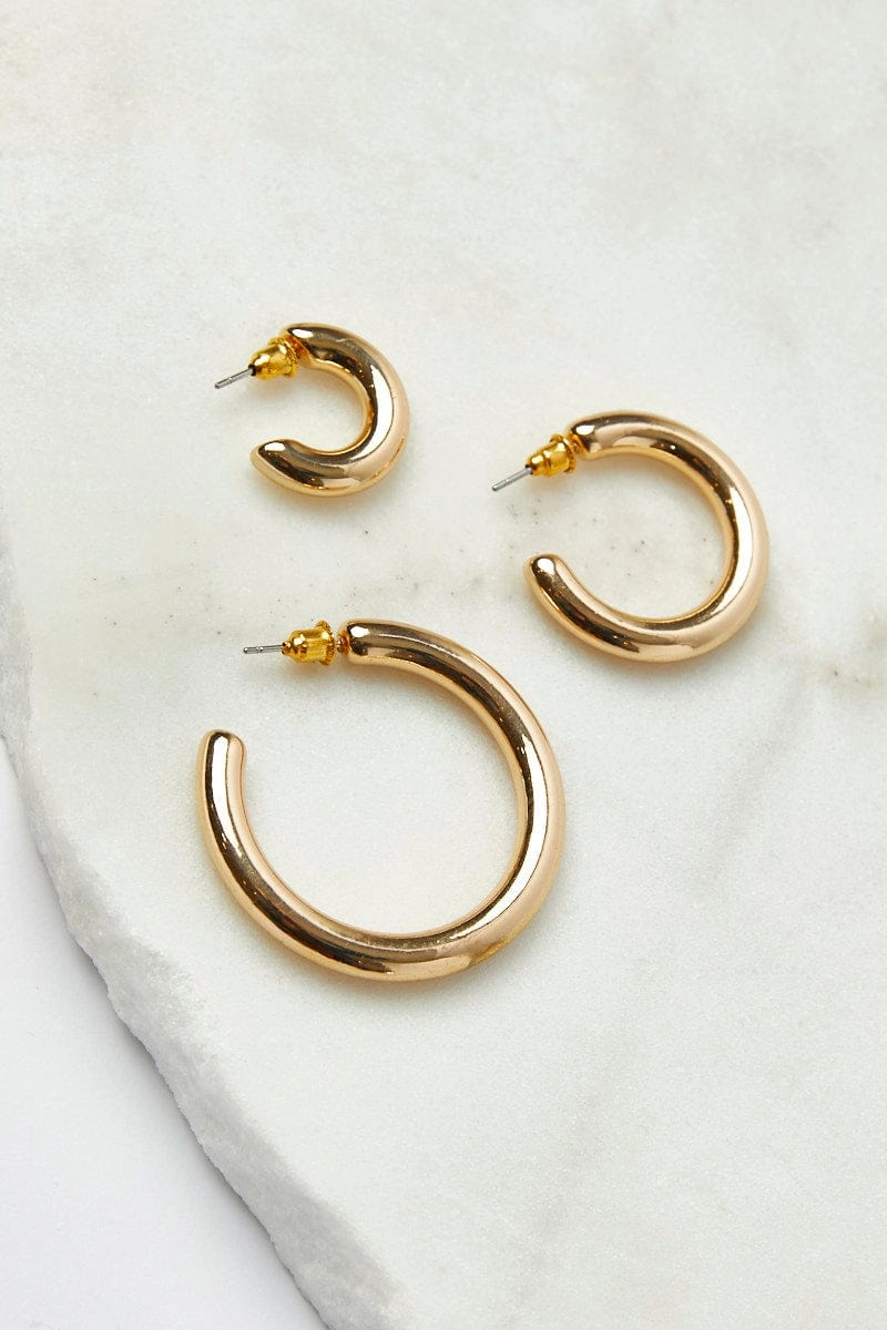 Gold 3 Pack Hoop Earrings