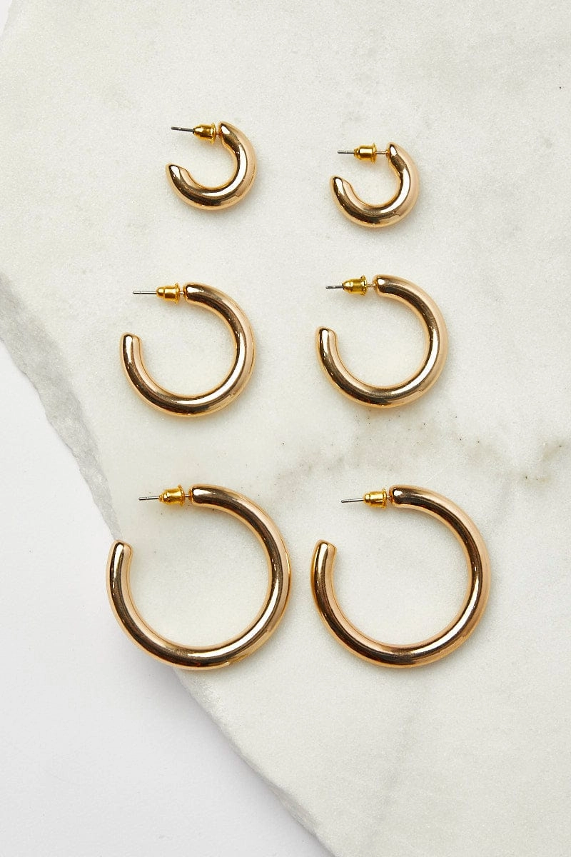 Gold 3 Pack Hoop Earrings