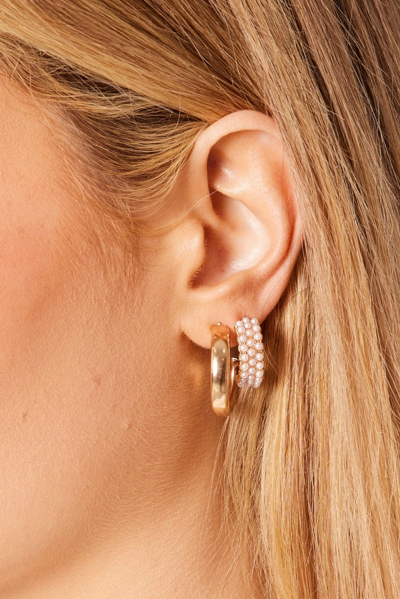 Gold 5 Pack Earrings Set