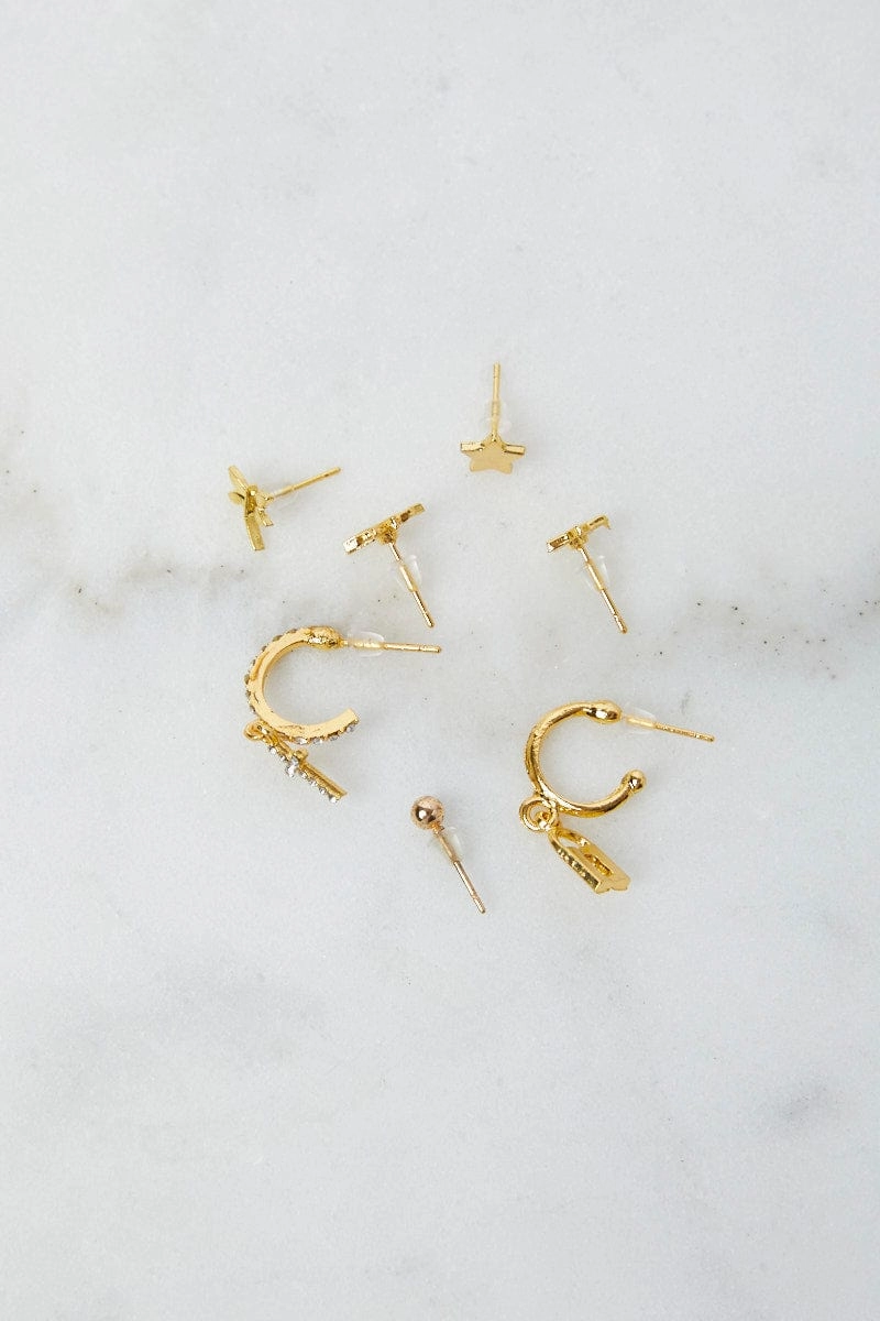 Gold 9 Pack Stud Earrings Multi Pack
