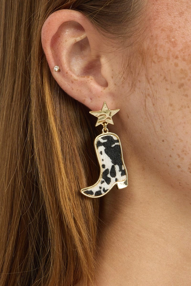 Gold Cowboy Boots Earrings