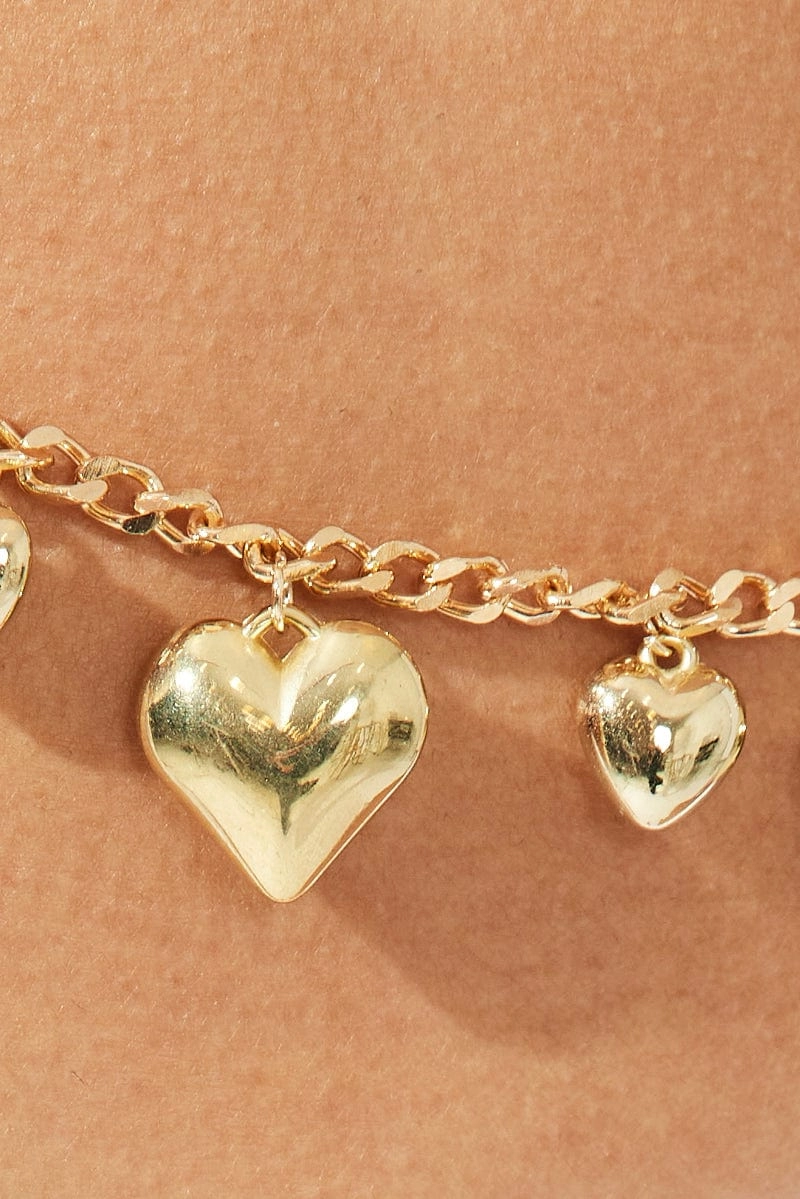 Gold Heart Pendent Belly Chain