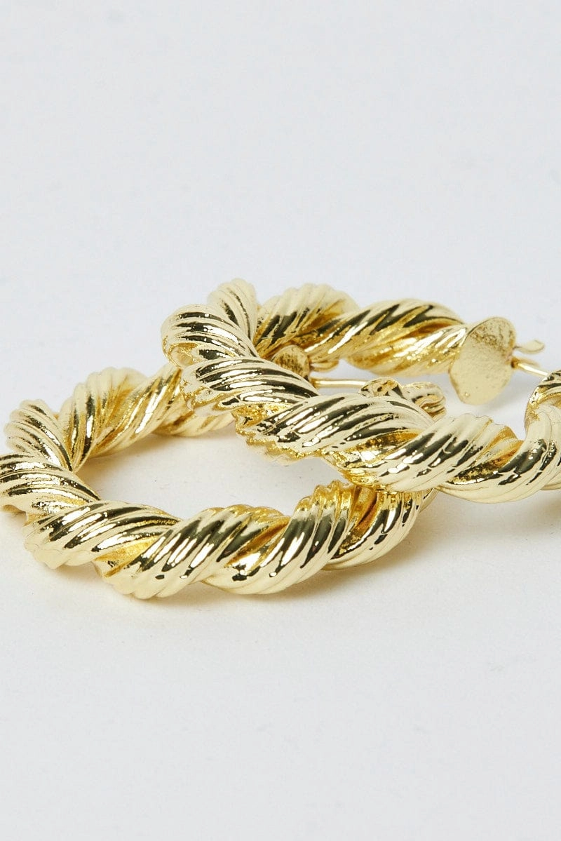 Gold Twist Hoop Earrings
