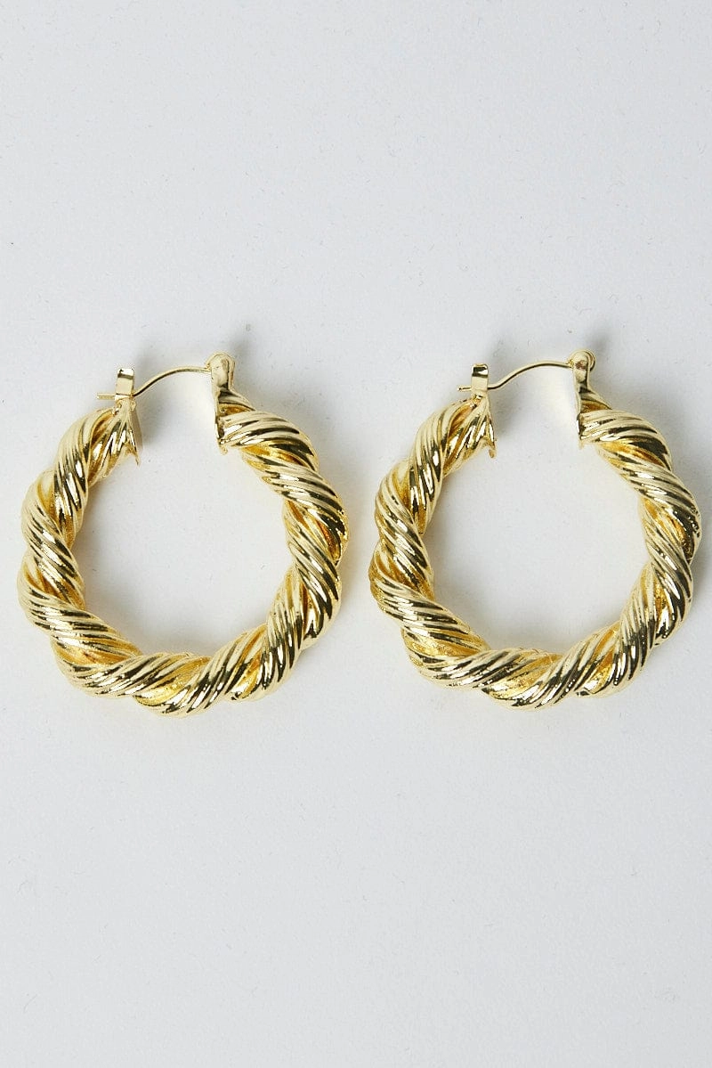 Gold Twist Hoop Earrings