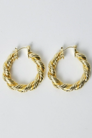 Gold Twist Hoop Earrings