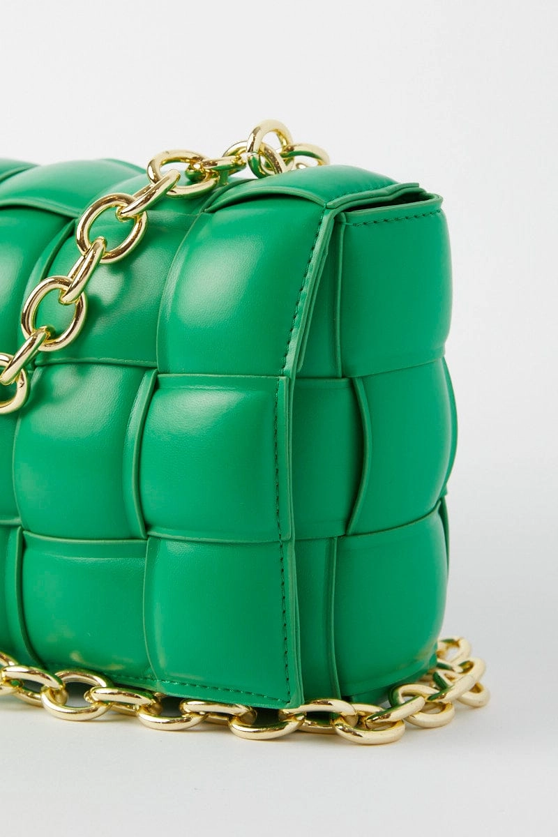 Green Quilt Crossbody Bag