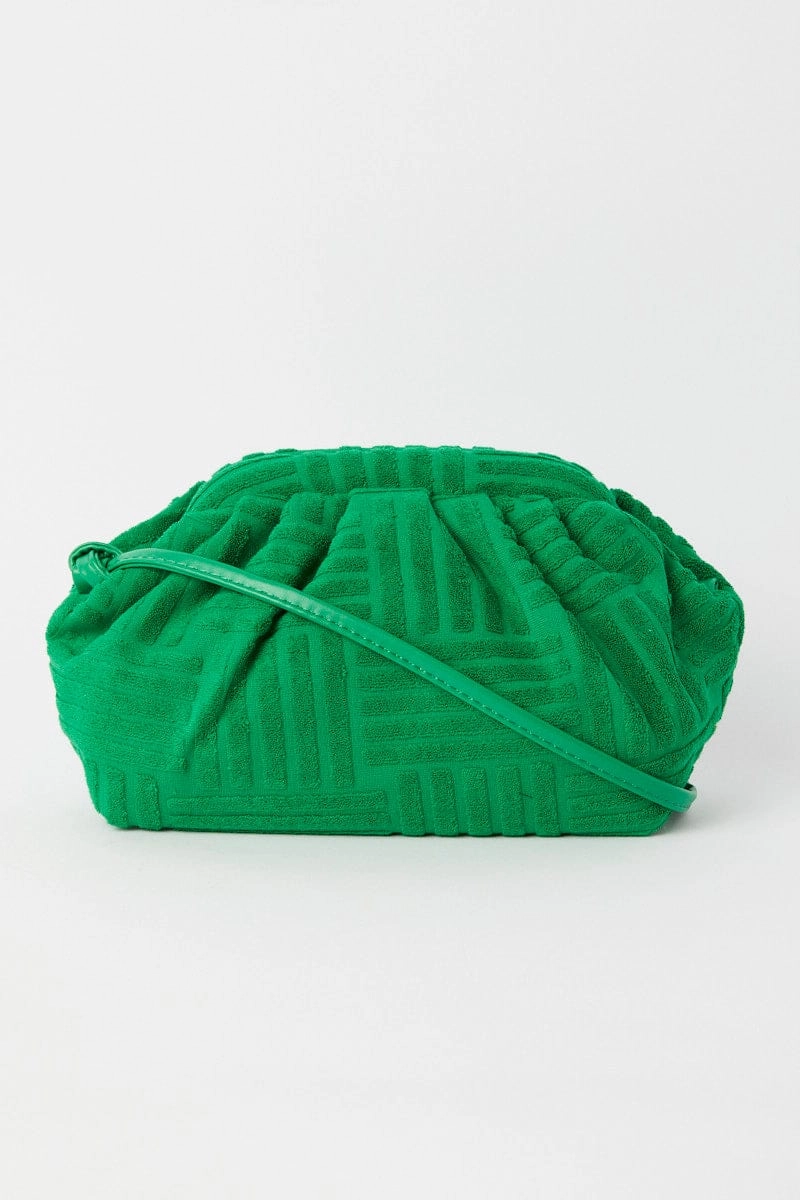 Green Toweling Detail Crossbody Bag