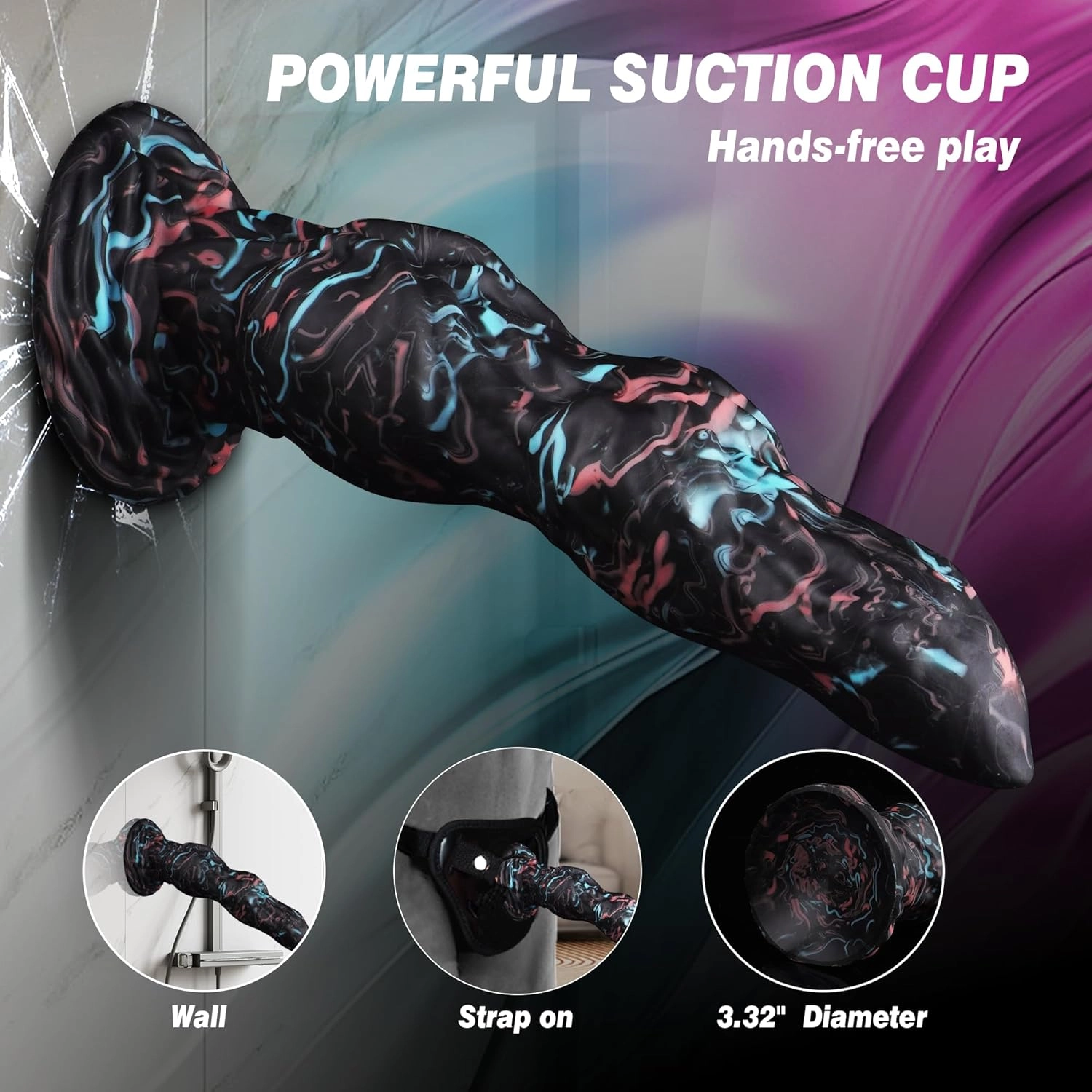Hydra 9.6 Monster Dildo Black Fantasy Dildo -Laphwing