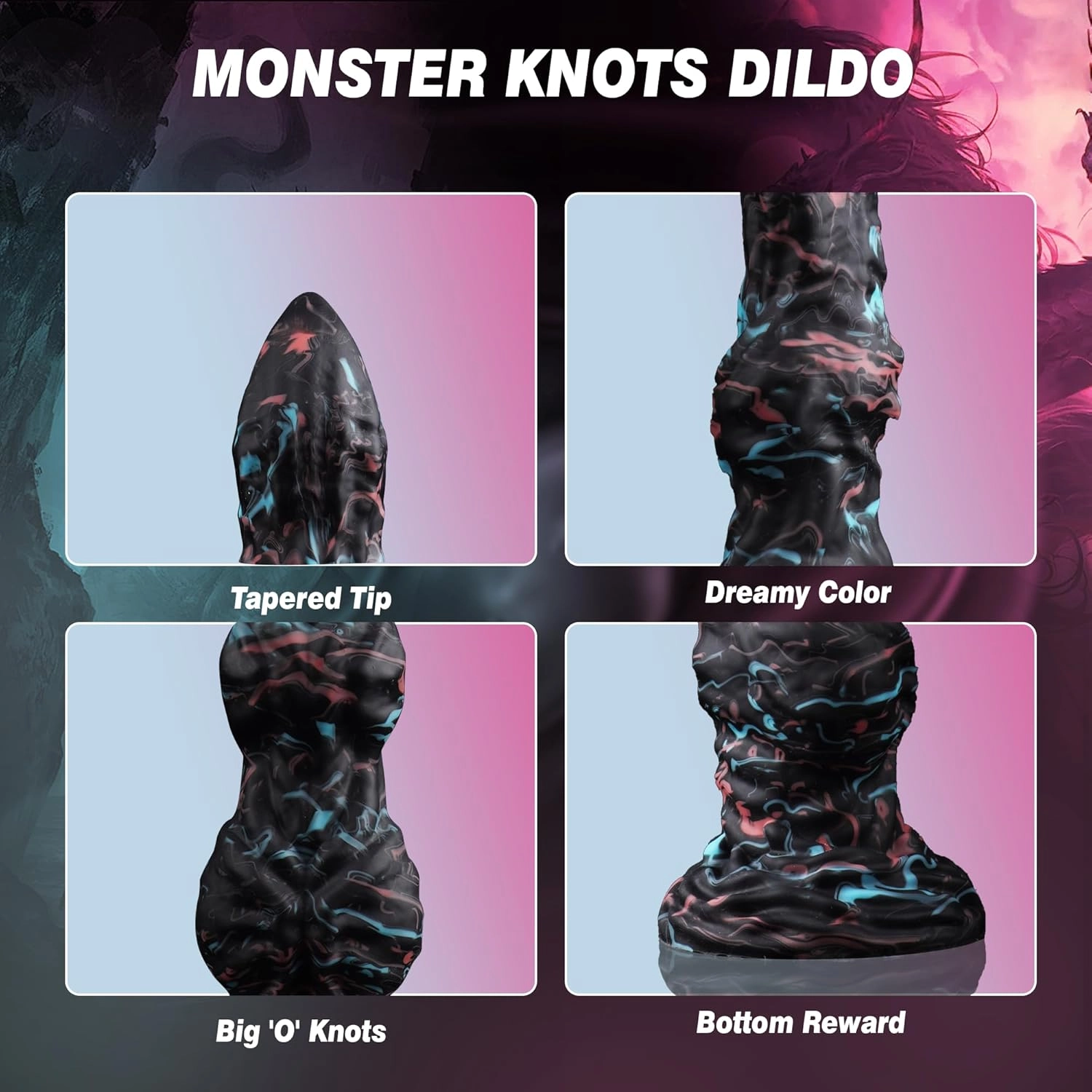 Hydra 9.6 Monster Dildo Black Fantasy Dildo -Laphwing