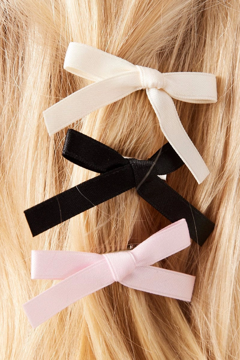 Multi 6 Pack Mini Satin Bow Hair Clips